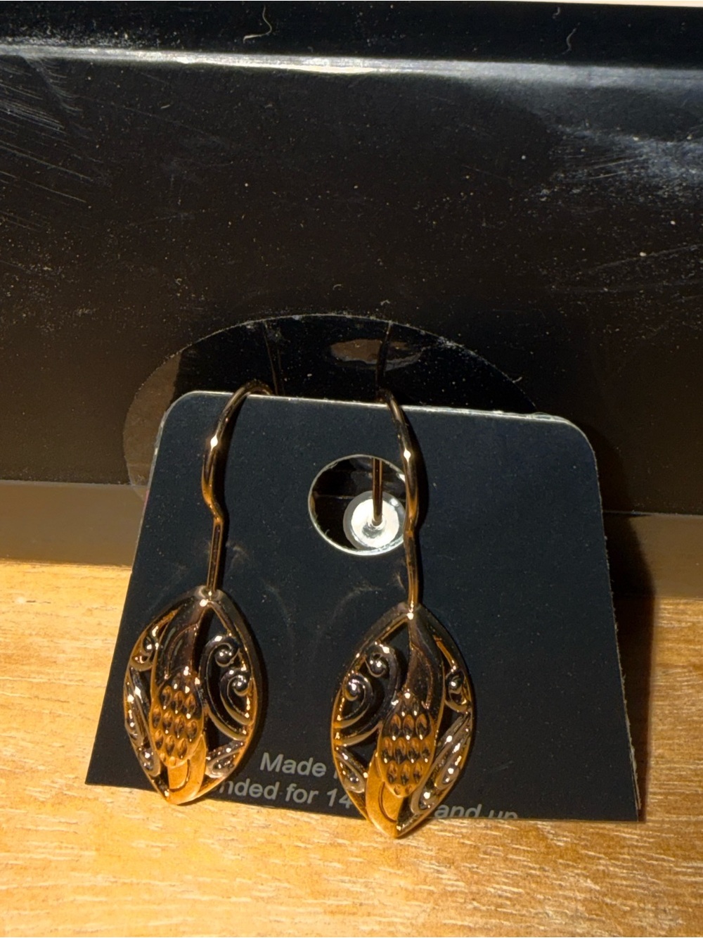 Gold-Tone Filigree Leaf Drop Earrings - Women Jewelry